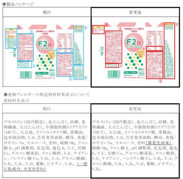 「「エフツーアルファ」ミックスフルーツ風味 表示変更のご案内」の関連画像
